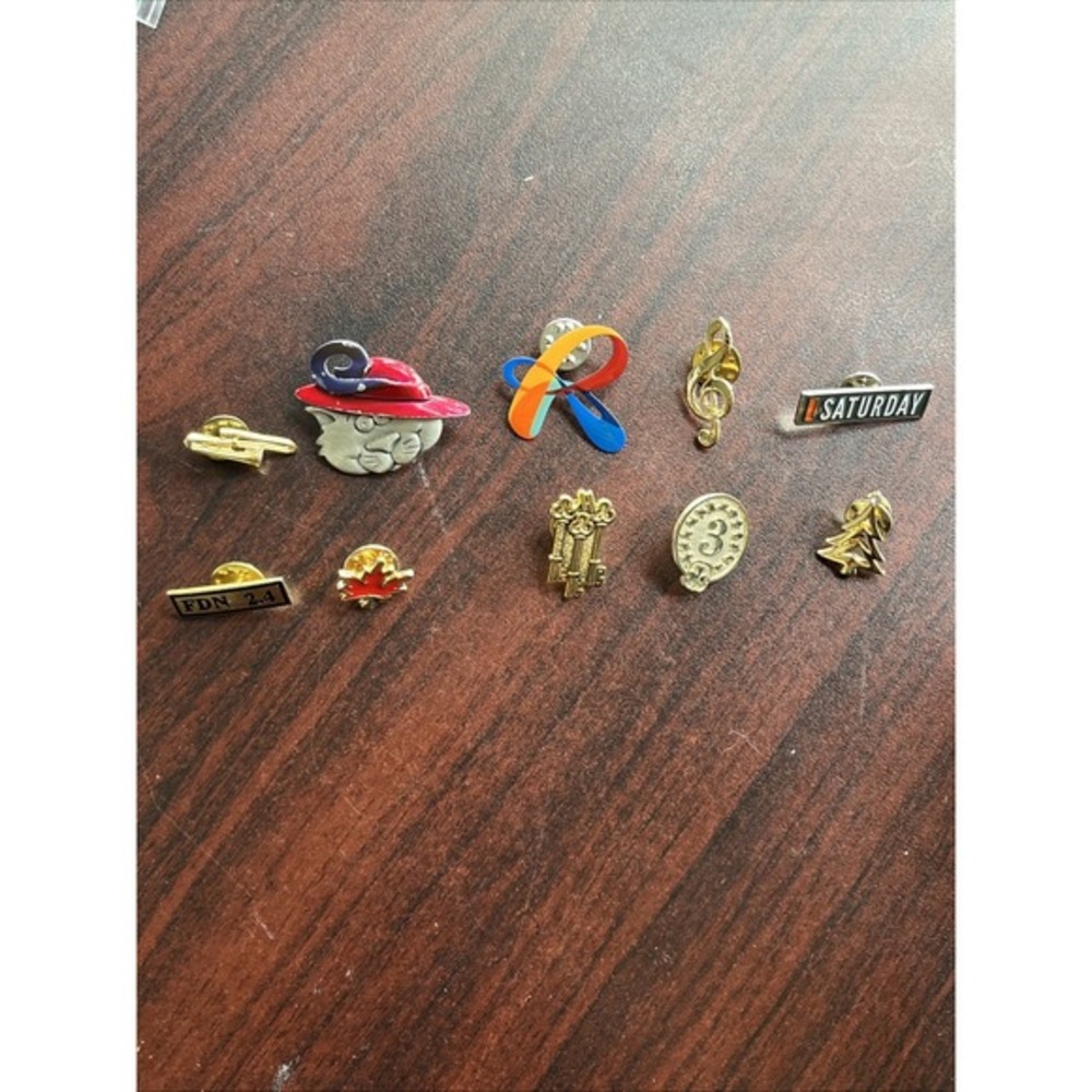 Lot Of 10 Random Mixed Lapel Hat Pins A1‎